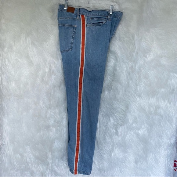 BDG Urban Outfitters Skinny Stretch Jeans Orange Side Stripe Size 36W - Picture 13 of 14